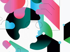 abstract illustration of person using EHR on computer surrounded by flowers and clouds