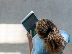 Nurse using tablet in hospital