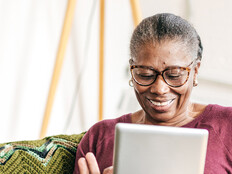 Older person using tablet