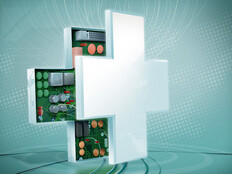 medical symbol with circuit board