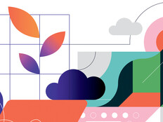 colorful abstract illustration of person on computer