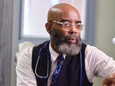 Physician working on a computer