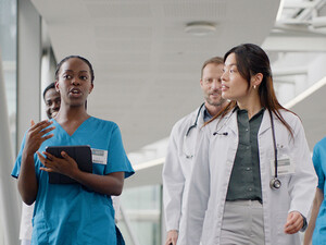 Doctors walking in a hospital