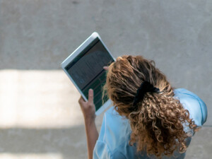 Nurse using tablet in hospital