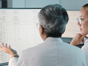 two scientists discuss data