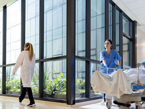 Health workers in a modern hospital