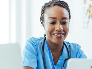 Doctor using technology in the hospital