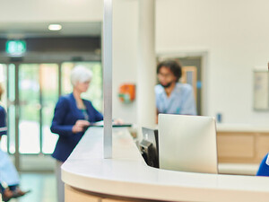 Nurse using computer