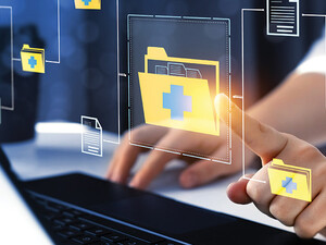 doctor signing into computer folders