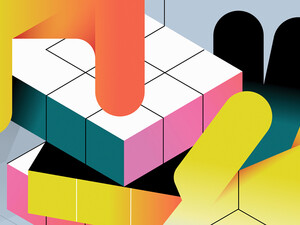 illustration of hands moving a rubix cube
