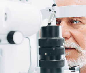 Man undergoes eye exam