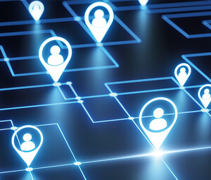 concept of circuit board with identity icons
