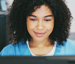 Doctor using computer